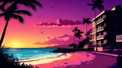 Beach illustration wallpaper