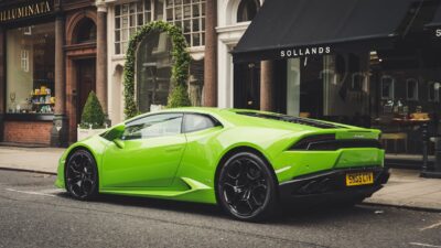 Green Lamborghini aventador