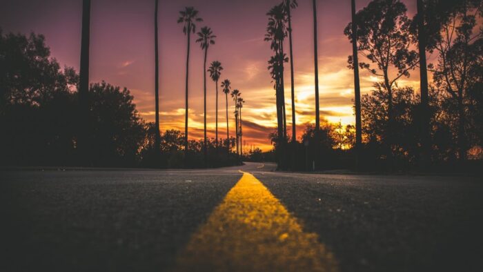 Road, sunset
