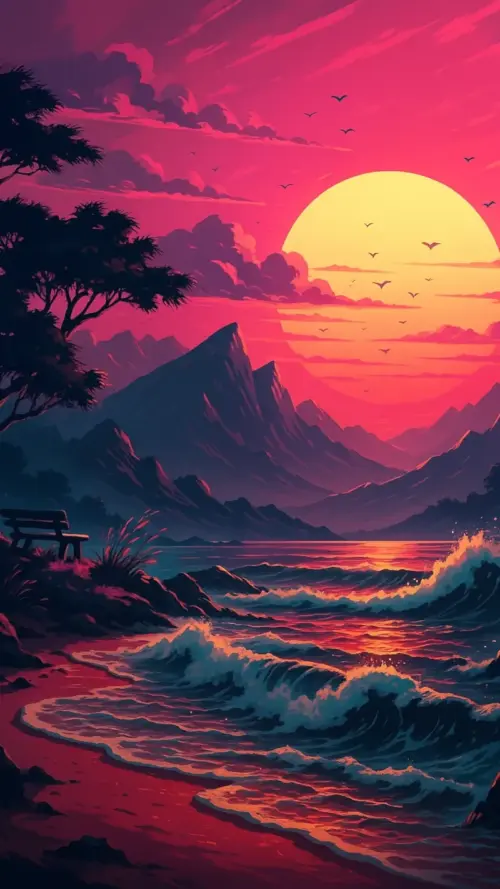 Animé, Plage fonds d’écran HD 4K pour téléphone