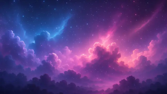 Ciel étoilé violet et rose