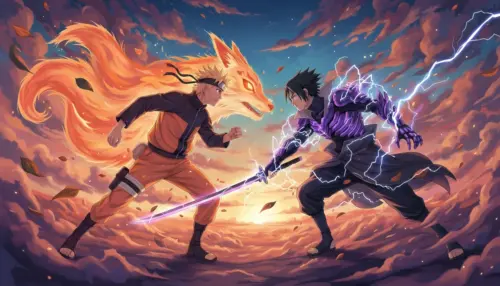 Naruto fight illustration wallpaper HD 4K for desktop