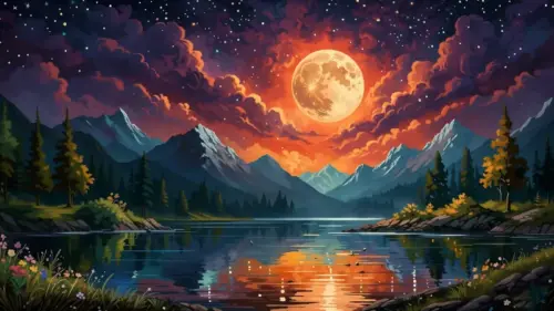 Paysage illustration Lune fonds d’écran HD 4K pour ordinateur