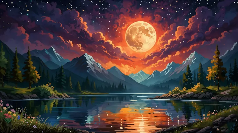 Paysage illustration Lune