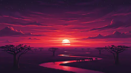 Savannah sunset wallpaper HD 4K for desktop