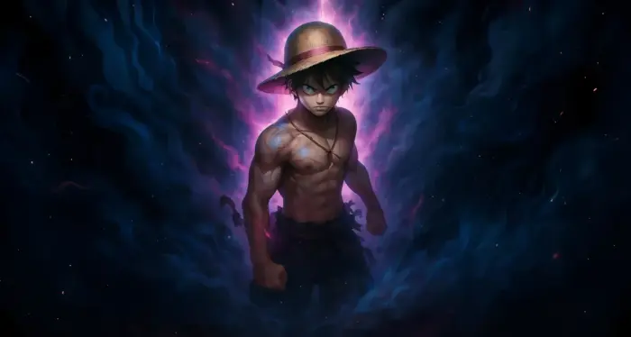 Luffy One Piece Character Dark Background