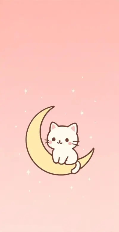 Chat mignon sur la lune