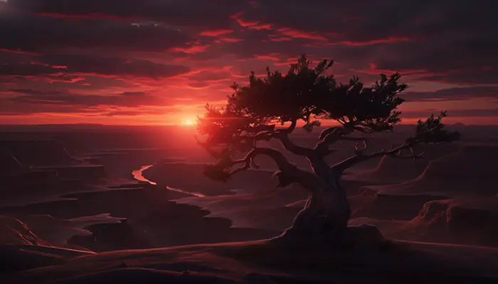 Sunset in a savannah