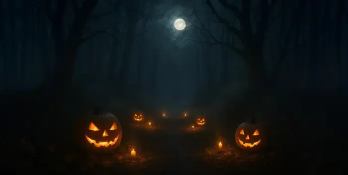 Foret terrifiante avec Citrouille Halloween