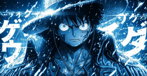 One Piece Luffy Blue Background wallpaper HD 4K for desktop