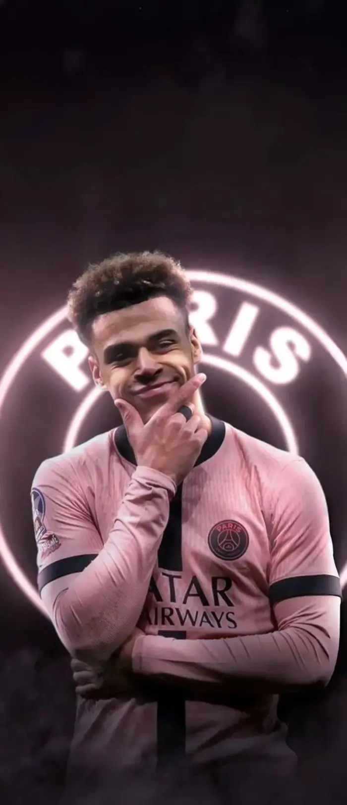 Désiré Doué Background Logo PSG Pink