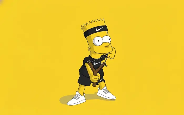 Bart Simpson dressed in Nike Yellow background