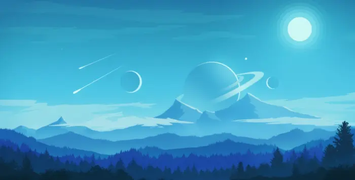 Landscape Blue Planets and Mountains