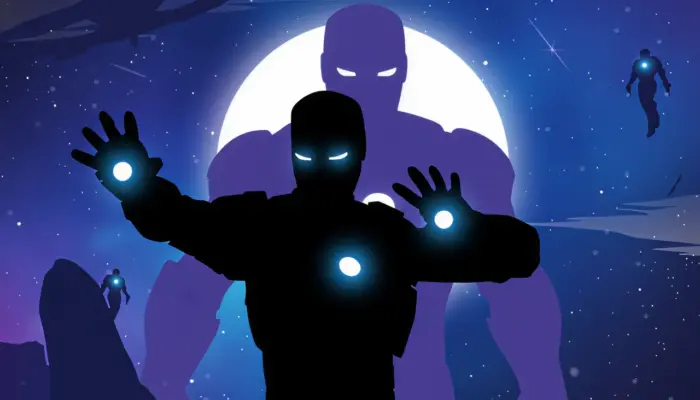 Blue illustration Iron Man