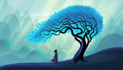 L'arbre bleu Paysage Fantastique