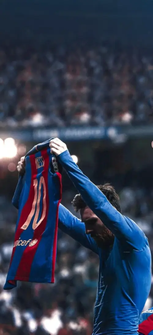 Messi wearing his FC Barcelona jersey wallpaper HD 4K for phone