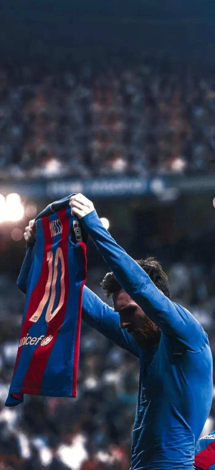 Messi portant son maillot du FC Barcelone