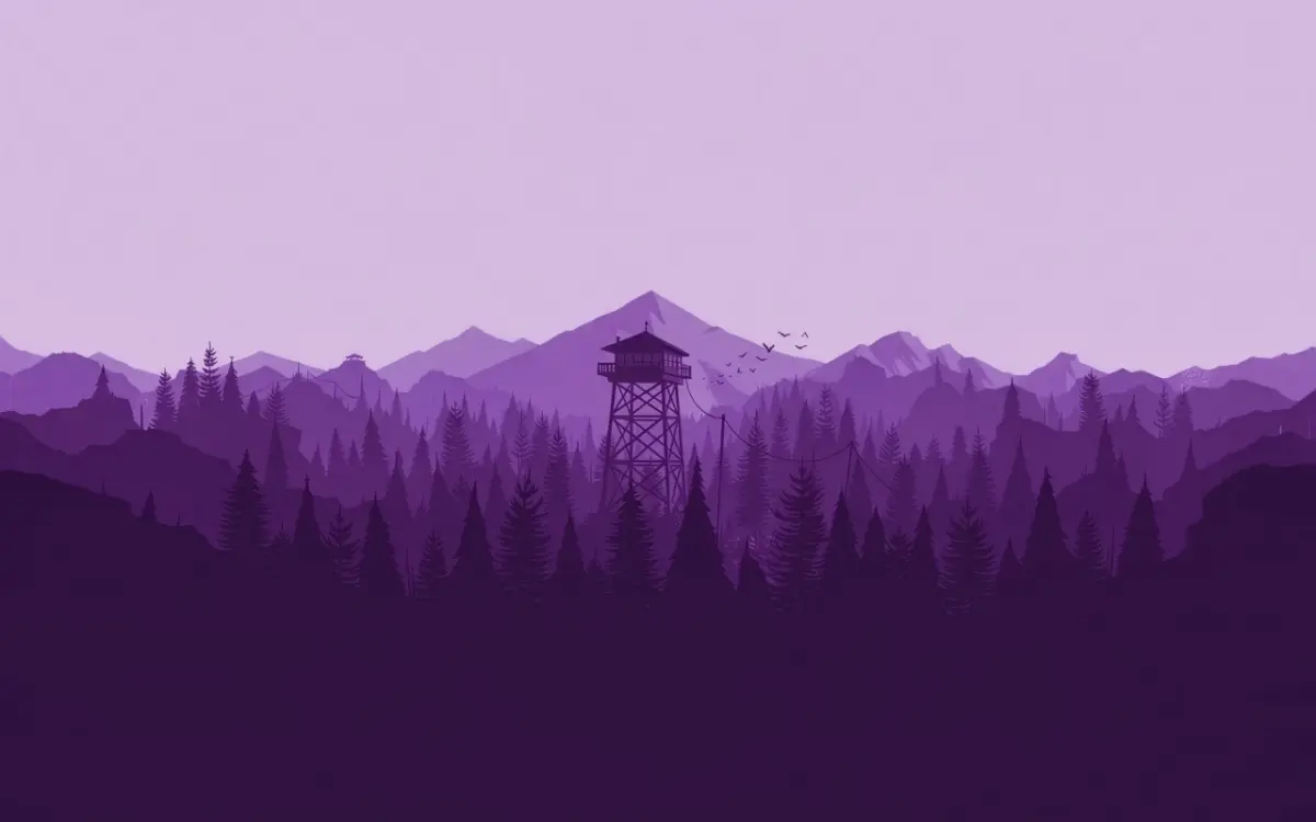 Minimalistic purple forest and mountain wallpaper