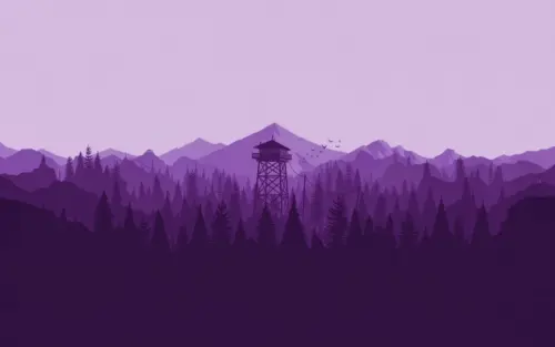 Minimalistic purple forest and mountain wallpaper