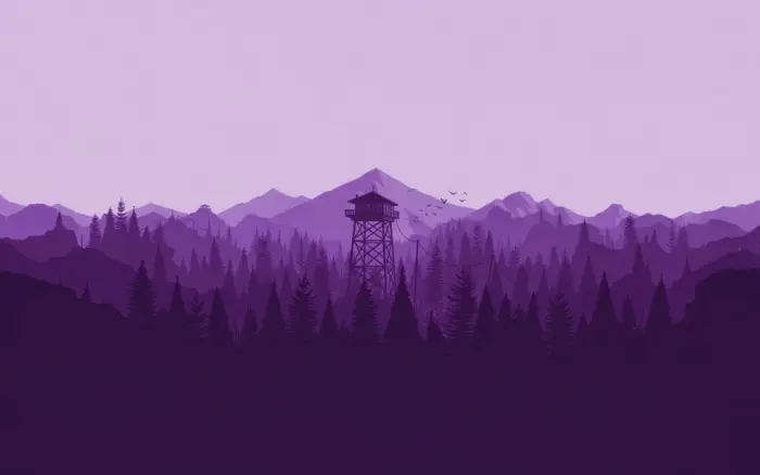 Fond d'écran minimaliste forêt et montagne violet