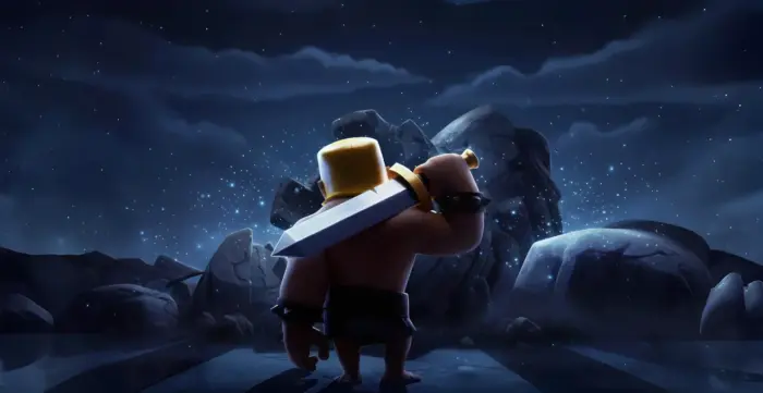 Clash Royale Le Barbare sur Fond Sombre Épique