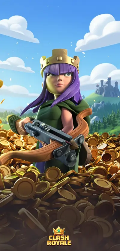 Clash Royale Reine Archer au milieu des pièces d'or