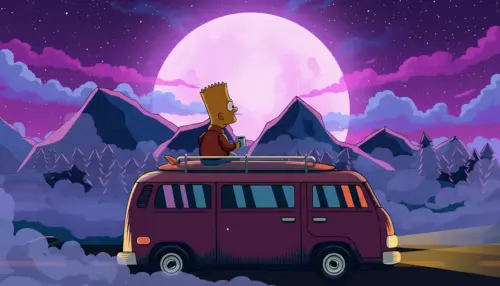 Bart Simpson on a Van illustration