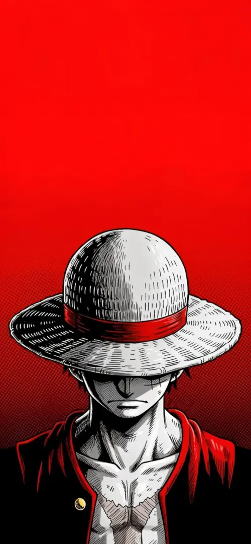 One Piece Luffy Red Background wallpaper HD 4K for phone