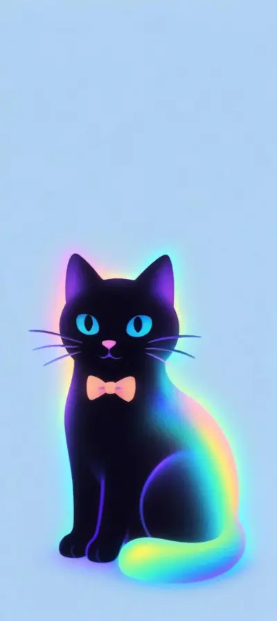 Chat stylisé avec des couleurs arc-en-ciel