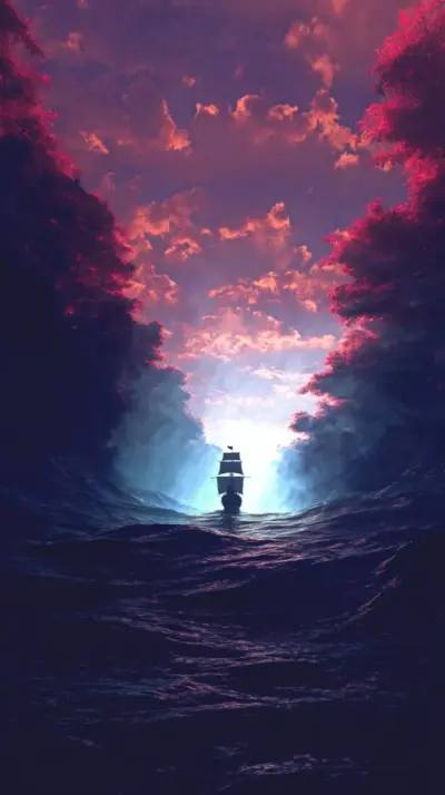 Illustration Bateau pirate sur la mer fonds d’écran HD 4K pour téléphone