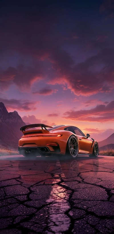 Porsche 911 on a desert road