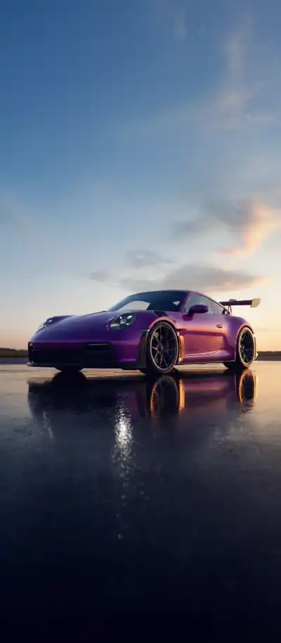 Photograph of a purple Porsche 911 GT3 RS