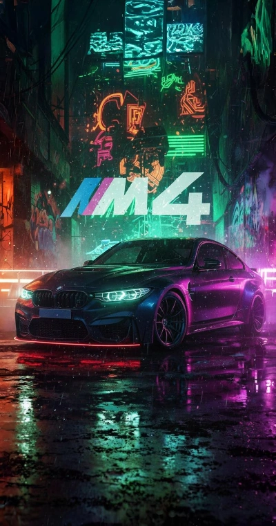 Stylish black BMW M4 background for phone