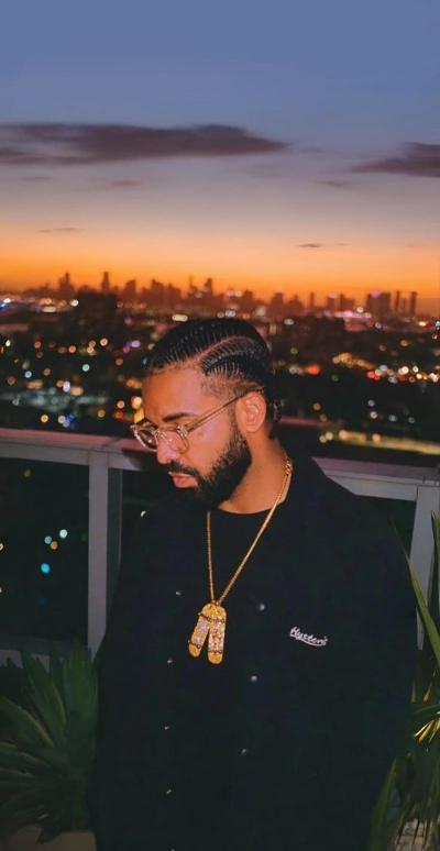 Drake with Los Angeles in the background