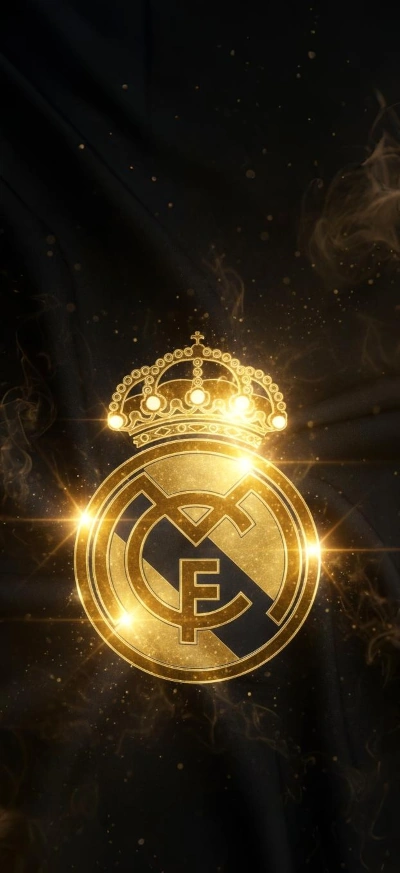 Gold Real Madrid logo phone background
