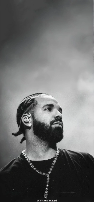 Black and white Drake photograph