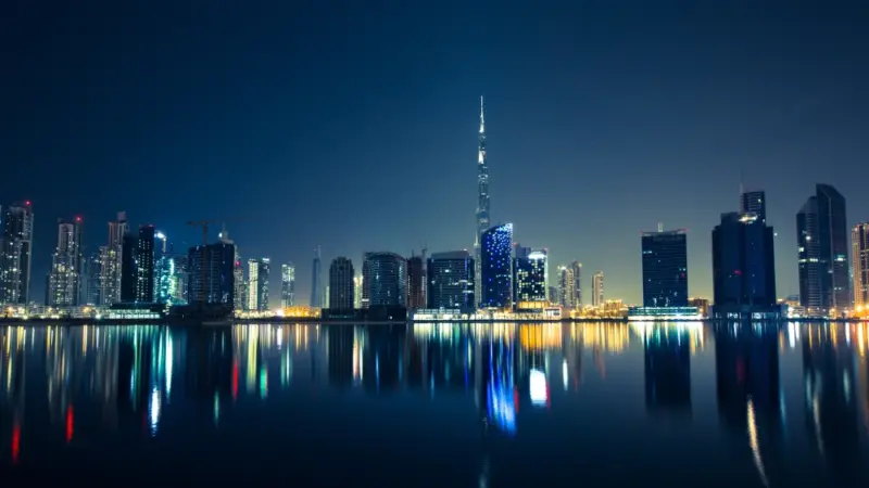 Night photography of Dubai skyscrapers
