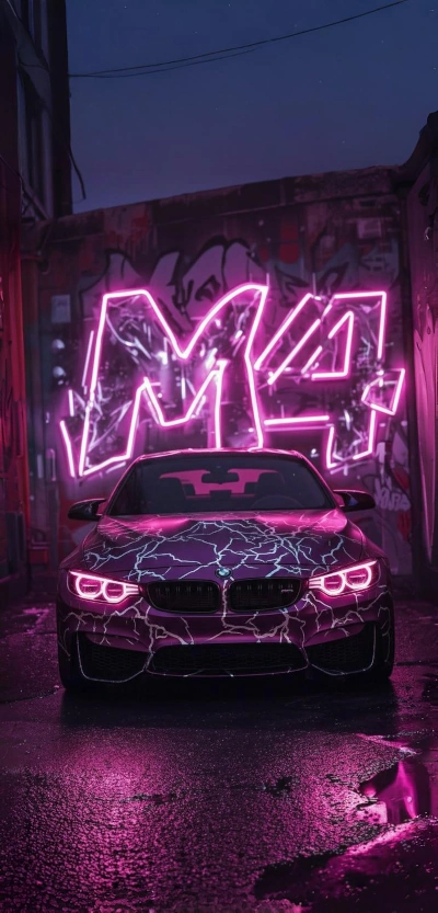 BMW M4 neon pink