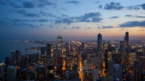 Photograph of New York at sunset