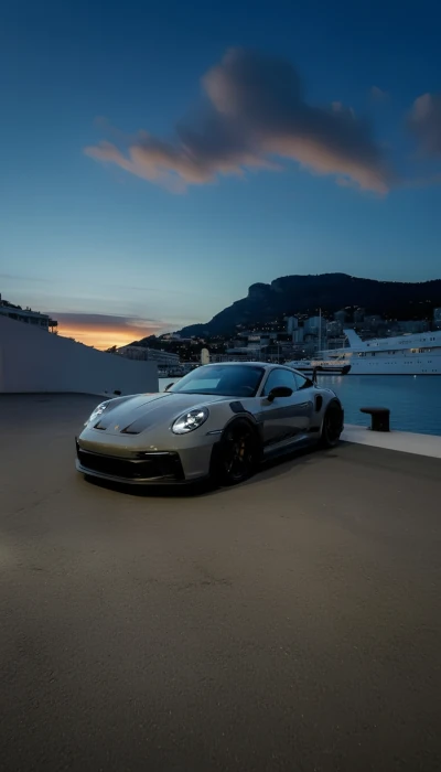 Porsche 911 GT3 RS with sunset