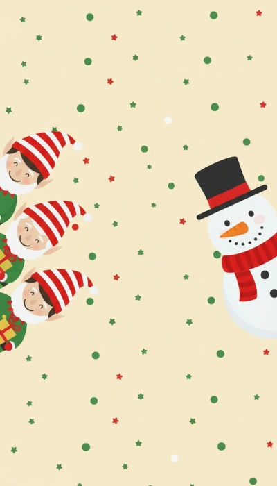 Lutins de Noël et bonhomme de neige