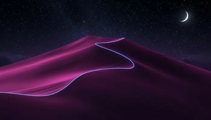 Neon desert under the starry moon PC background