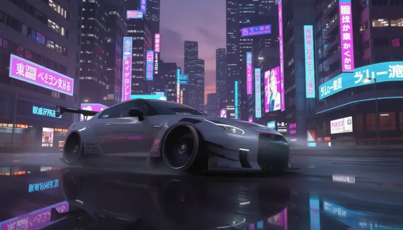 Nissan gtr racing illustration