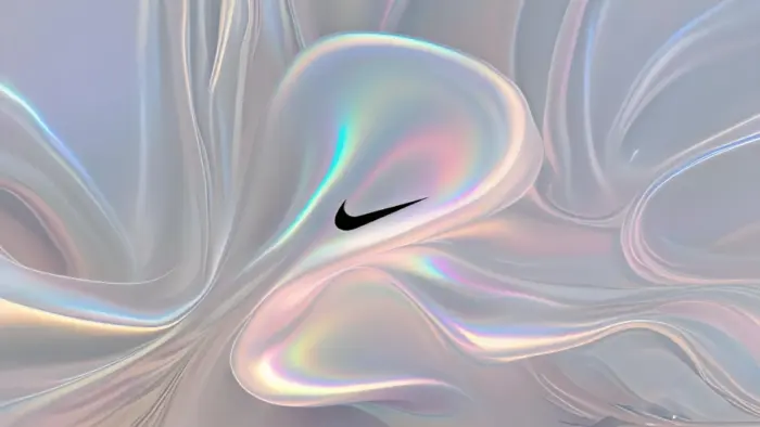 Nike logo with a modern background and holographic effect design