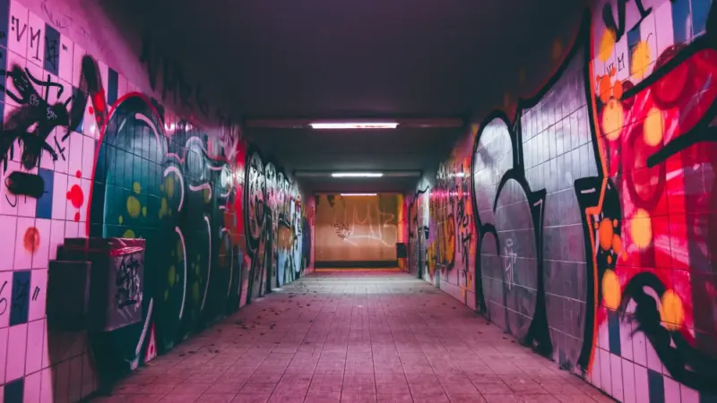 Urban Tunnel Graffiti Colorful Atmosphere and Street Art