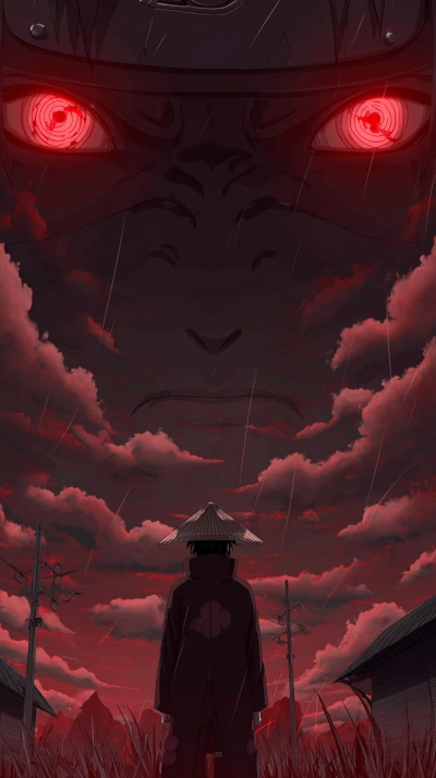 Akatsuki under a threatening red sky Manga art
