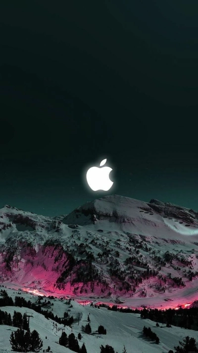 Apple logo and mountain minimalist and elegant design
