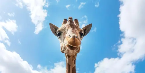 Curious giraffe seen from below wallpaper HD 4K for desktop