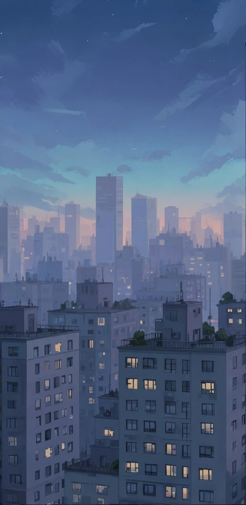 Illustration of a dark city