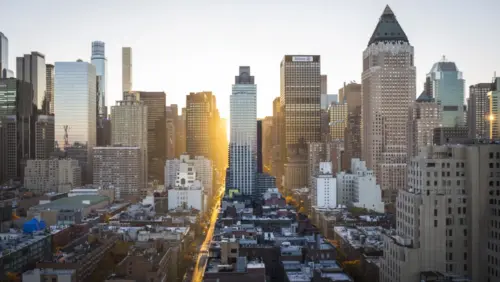 Photograph of New York at sunset